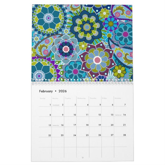 Farbenfrohe Muster und Funky Designs Kalender (Feb 2026)