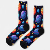 Farbenfrohe Muster von Planeten und Sternen Socken (Linkes Detail)