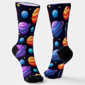 Farbenfrohe Muster von Planeten und Sternen Socken (Gewinkelt)