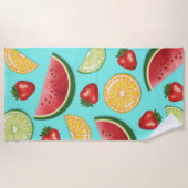 Farbenfrohe Muster von Zitrus Melon Erdbeerfrüchte Strandtuch (Vorderseite)