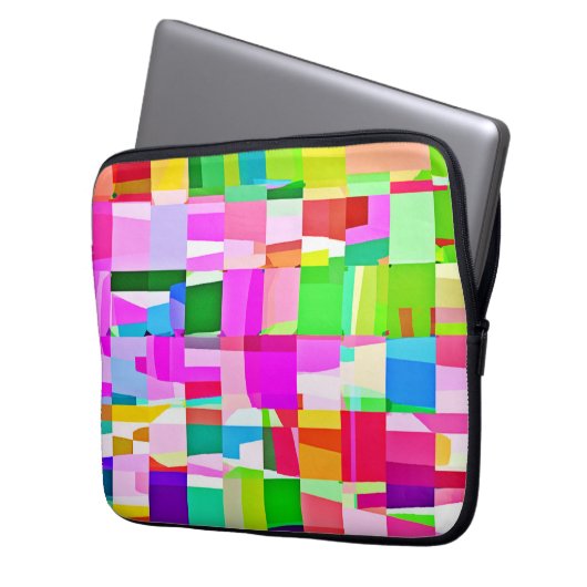 Farbenfrohe Musterkunst Laptopschutzhülle (Vorderseite Links)
