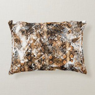 Farbenfrohe Musterstudie, Leopard, Zebra, Camoufla Dekokissen