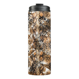 Farbenfrohe Musterstudie, Leopard, Zebra, Camoufla Thermosbecher