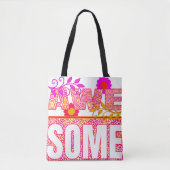 Farbenfrohe Mustertasche mit dem Text Awesome Tasche (Vorderseite)