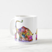 Farbenfrohe Mutter und Baby Elephant Tasse (Vorderseite Links)