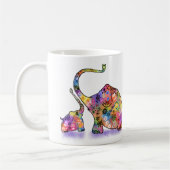 Farbenfrohe Mutter und Baby Elephant Tasse (Links)