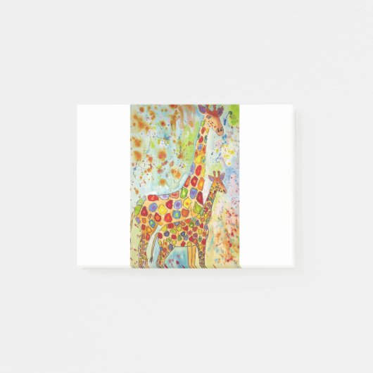 Farbenfrohe Mutter- und Baby-Giraffen Post-it Klebezettel (Vorderseite)