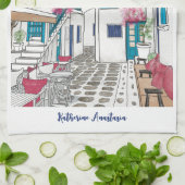 Farbenfrohe Mykonos Griechenland Personalisiert Geschirrtuch (Gefaltet)