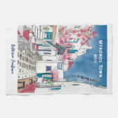 Farbenfrohe Mykonos Griechenland Personalisiert Geschirrtuch (Horizontal)