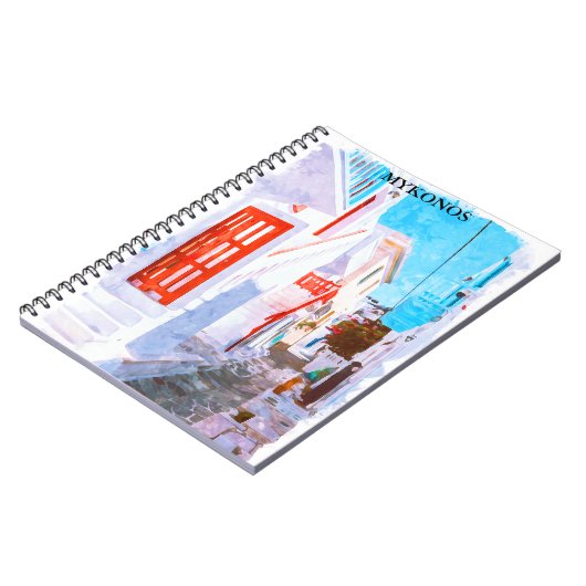 Farbenfrohe Mykonos Griechenland Retro Reisen Wass Notizblock (Linke Seite)