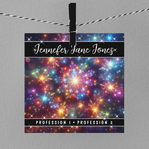 Farbenfrohe Mystic Sky Nebel Glitzer Stars Quadratische Visitenkarte