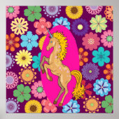 Farbenfrohe mystische Einhörnchen auf rosa violett Poster (Vorne)