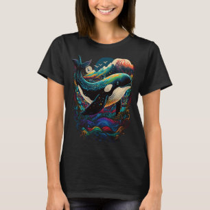 Farbenfrohe mystische Orkanwale, die Delphin-Topf T-Shirt