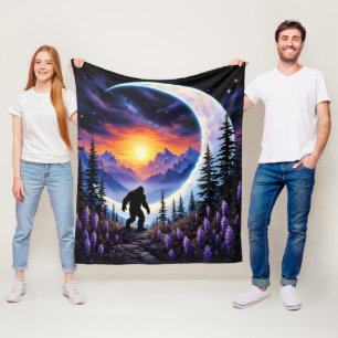 Farbenfrohe Nacht Himmel Sasquatsche Spaziergang, Fleecedecke
