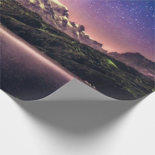 Farbenfrohe nächtliche Himmelslandschaft mit Stern Geschenkpapier (Ecke)