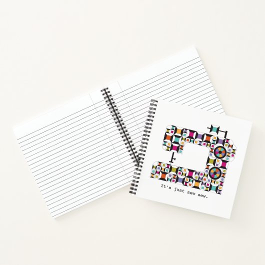 Farbenfrohe Nähmaschine Quilt-Muster-Notebook Notizblock (Innenseite)