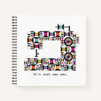 Farbenfrohe Nähmaschine Quilt-Muster-Notebook Notizblock