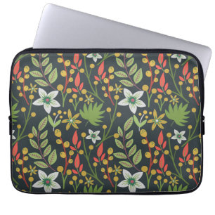 Farbenfrohe, nahtlose Blume mit Blumenmuster und v Laptopschutzhülle