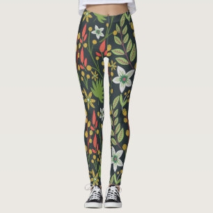Farbenfrohe, nahtlose Blume mit Blumenmuster und v Leggings