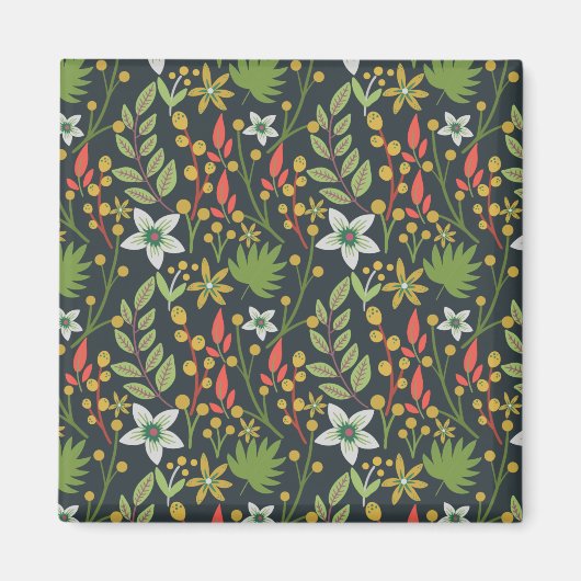 Farbenfrohe, nahtlose Blume mit Blumenmuster und v Magnet (Vorne)