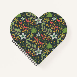 Farbenfrohe, nahtlose Blume mit Blumenmuster und v Notizblock
