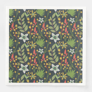 Farbenfrohe, nahtlose Blume mit Blumenmuster und v Serviette