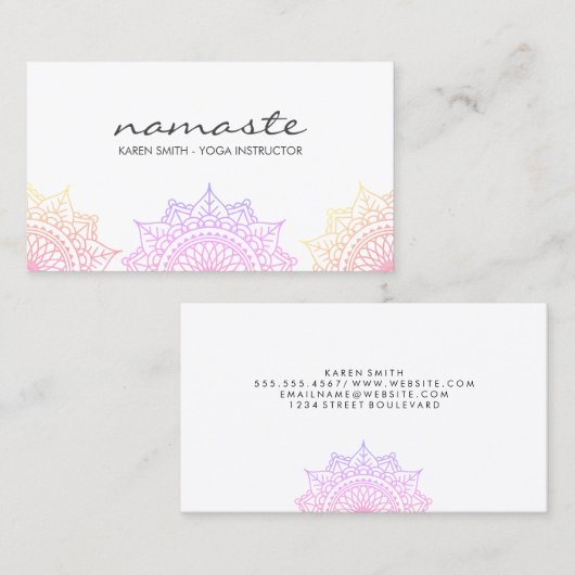 Farbenfrohe Namaste Yoga Tribal Muster Visitenkarte (Vorne/Hinten)