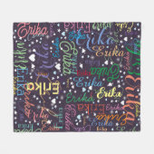 Farbenfrohe Namen Niedliche Herzen und Sterne auf  Fleecedecke (Vorderseite (Horizontal))