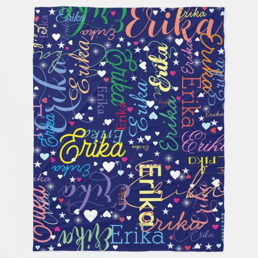 Farbenfrohe Namen Niedliche Herzen und Sterne Fleecedecke (Vorderseite)