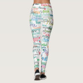 Farbenfrohe Namensmuster personalisiert auf weiß Leggings (Rückseite)