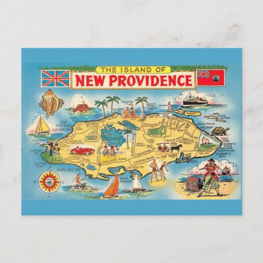 Farbenfrohe Nassau Bahamas Postkarte (Vorderseite)