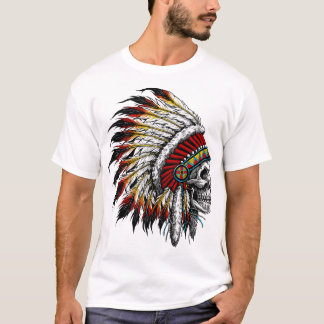 Farbenfrohe Native American Chief Skull Active T-S T-Shirt