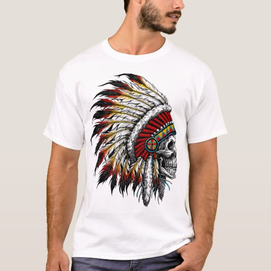 Farbenfrohe Native American Chief Skull Active T-S T-Shirt (Vorderseite)