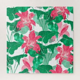 Farbenfrohe Natur Blumen Blätter Muster Puzzle