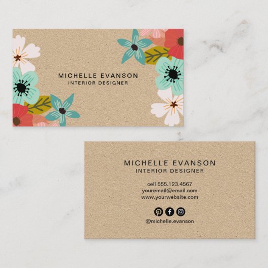 Farbenfrohe Natur Inspirierte Blume Visitenkarte (Vorne/Hinten)
