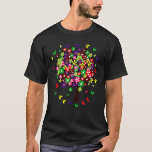 Farbenfrohe Natur Schmetterling & Blume Baum Schön T-Shirt
