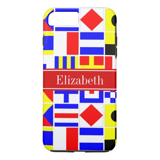 Farbenfrohe Nautic Signal Flags Roter Name Monogra Case-Mate iPhone Hülle (Rückseite)