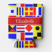 Farbenfrohe Nautic Signal Flags Roter Name Monogra Dosenkühler (Vorderseite)