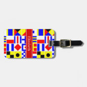 Farbenfrohe Nautic Signal Flags Roter Name Monogra Gepäckanhänger (Vorderseite horizontal)