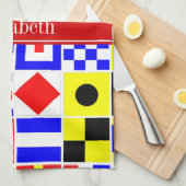 Farbenfrohe Nautic Signal Flags Roter Name Monogra Handtuch (Viertel Falte)