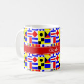 Farbenfrohe Nautic Signal Flags Roter Name Monogra Kaffeetasse (Vorderseite Links)