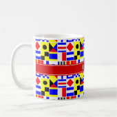 Farbenfrohe Nautic Signal Flags Roter Name Monogra Kaffeetasse (Links)