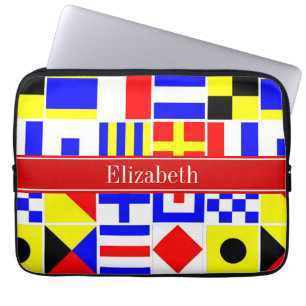 Farbenfrohe Nautic Signal Flags Roter Name Monogra Laptopschutzhülle