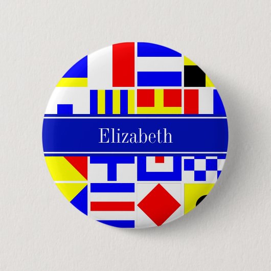 Farbenfrohe Nautic Signal Flags Royal Name Monogra Button (Vorderseite)