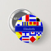 Farbenfrohe Nautic Signal Flags Royal Name Monogra Button (Vorne & Hinten)