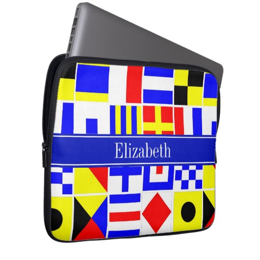 Farbenfrohe Nautic Signal Flags Royal Name Monogra Laptopschutzhülle (Vorne Rechts)