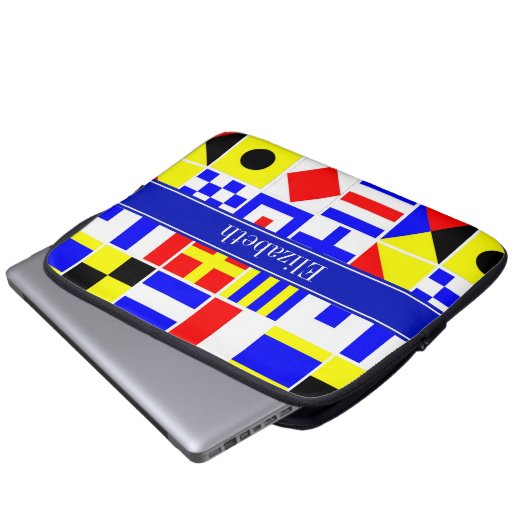 Farbenfrohe Nautic Signal Flags Royal Name Monogra Laptopschutzhülle (Vorne Knopf)