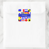 Farbenfrohe Nautic Signal Flags Royal Name Monogra Quadratischer Aufkleber (Tasche)