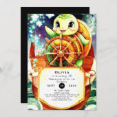 Farbenfrohe Nautic Turtle Geburtstag Einladung (Vorne/Hinten)