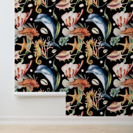 Farbenfrohe Nautical Underwater Sea Animal LIfe Bl Tapete